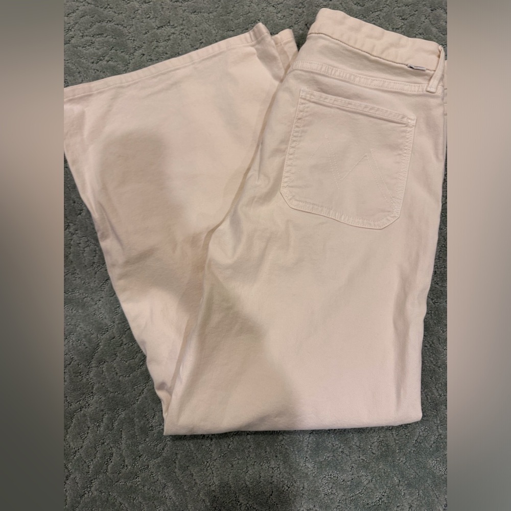 Mother The Patch Pocket Roller skimp patch pocket Chalk wide leg Jeans size 30 - Picture 5 of 13